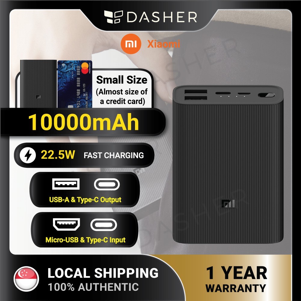 [Travel Size] Xiaomi Powerbank 3 Ultra Compact 10,000mah (PB1022ZM) 22.5W Fast charging