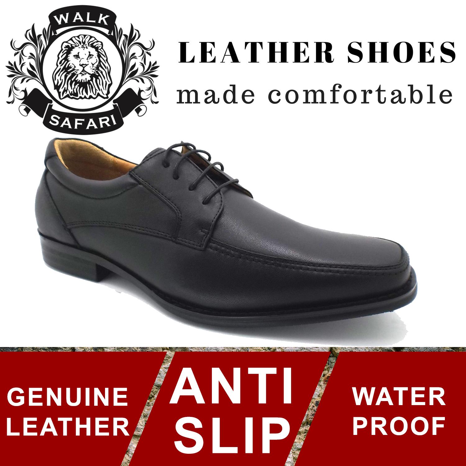 [Walk Safari Singapore AC2263 BLACK] Man Formal Sharp Toe Leather Shoes (Genuine Leather, Anti Slip, Waterproof)