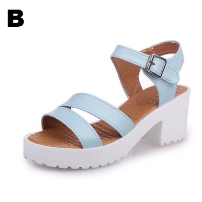 Women Plus Size Korean Thick Heel Buckle Non-Slip Beach Sandals