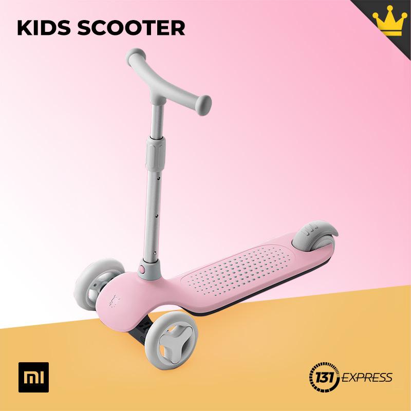 Mitu Kids Scooter [ Dual- Spring Gravity Steering System, Adjustable Height, Ergonomic Rubber Handle, Flashing PU Rubber Wheel ]
