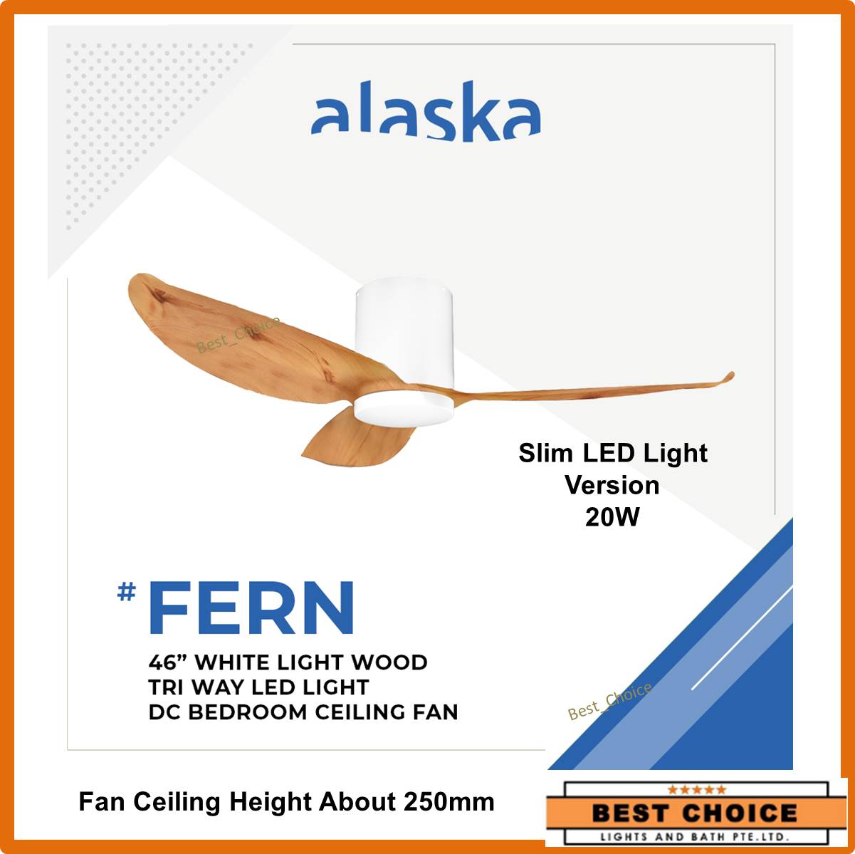 Alaska Fern II  ceiling fan 46/56inches Hugger series DC with 20W LED lights Slim Version-Suitable low ceiling