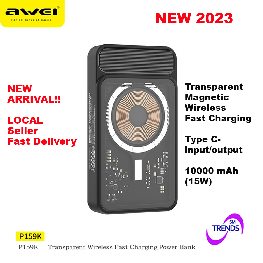 Awei P159K 15W Magnetic Wireless Power Bank 20W PD 10000mAh Type-C Fast Charge Portable Power Bank