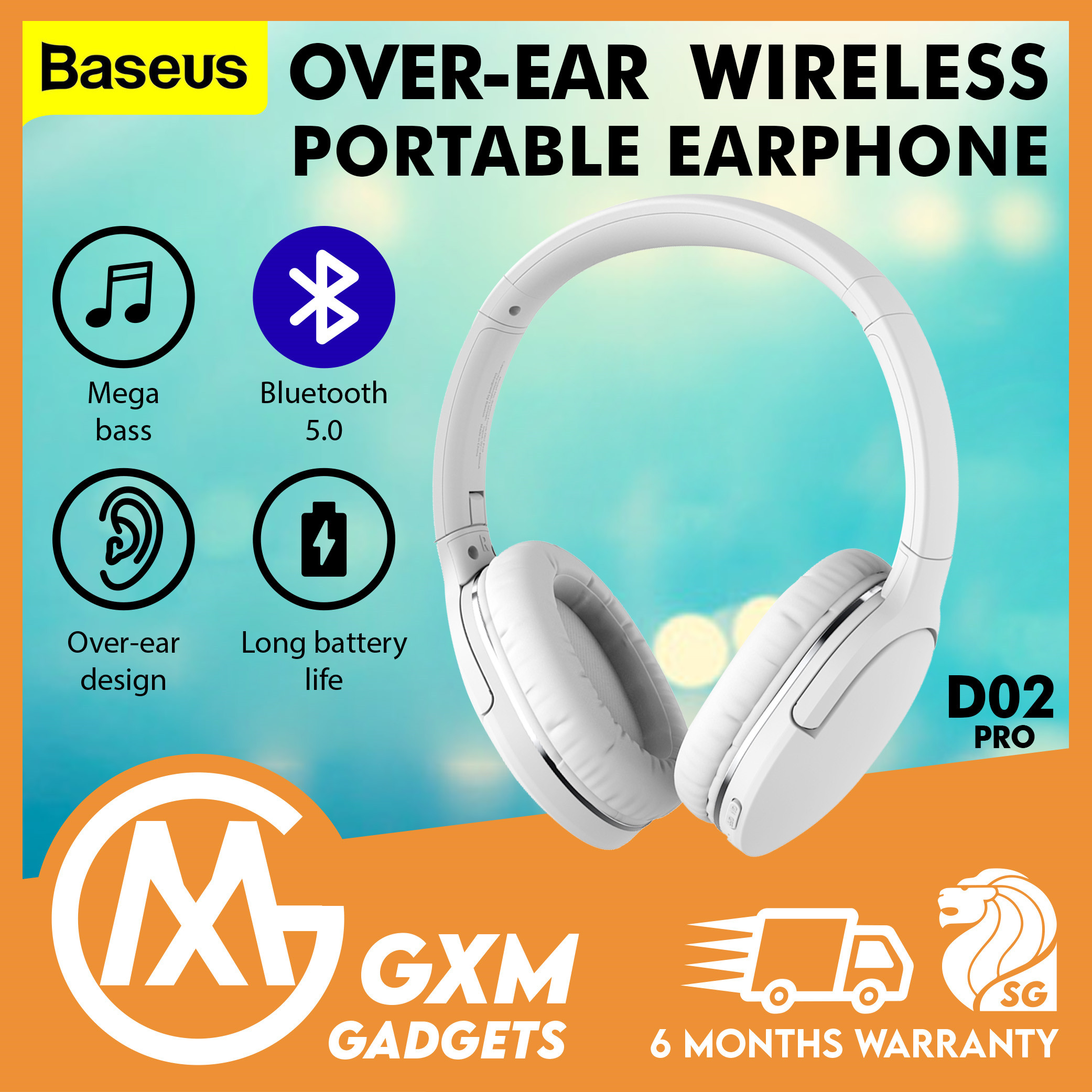 Baseus D02 Pro Wireless Headphones Bluetooth 5.0 Handsfree Headset Earphone Foldable Gaming In Built Microphone Noise Cancelling