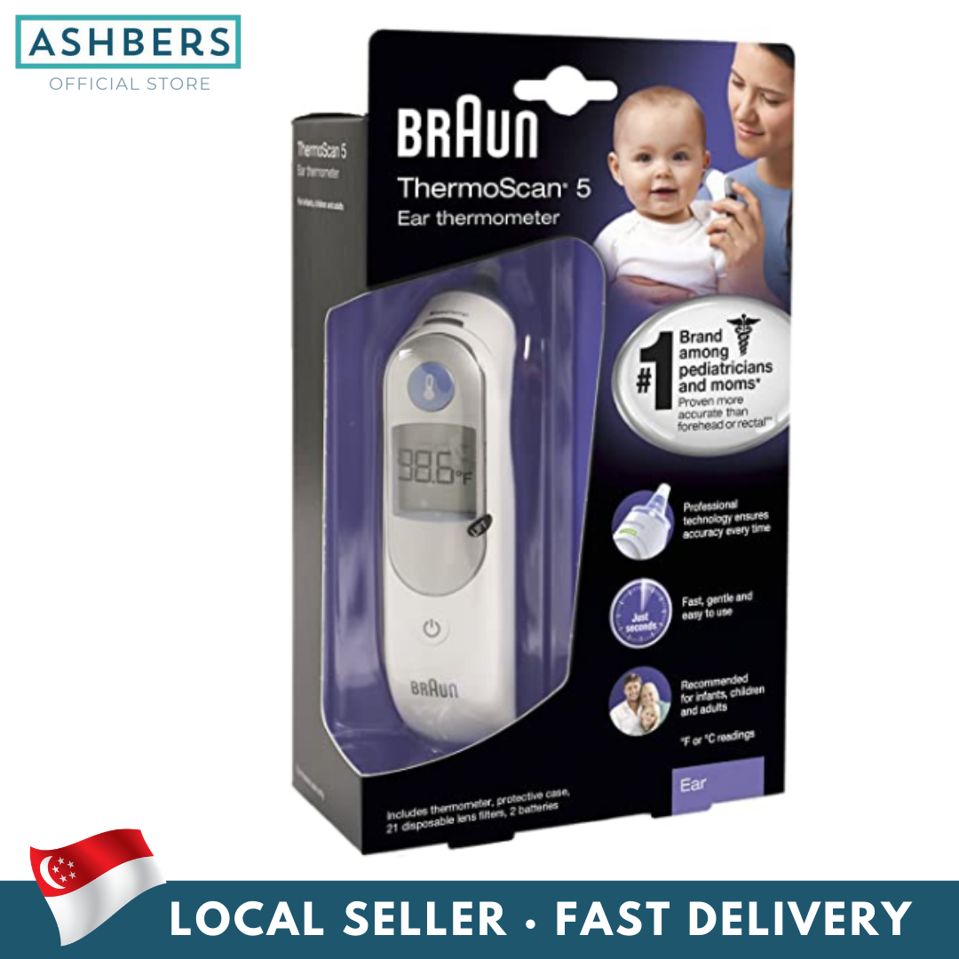 Braun Digital Ear Thermometer, ThermoScan 5 IRT6500, Ear Thermometer for Babies, Kids, Toddlers and Adults, Display is Digital and Accurate, Thermometer for Precise Fever Tracking at Home
